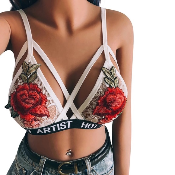 Sexy Bra w/ Rose Embroidery - Picture 2 of 6